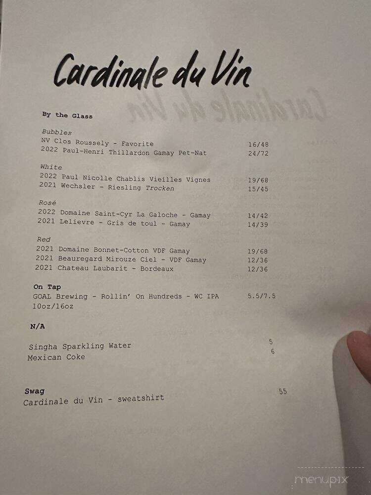 Cardinale du Vin - Los Angeles, CA menu_pic