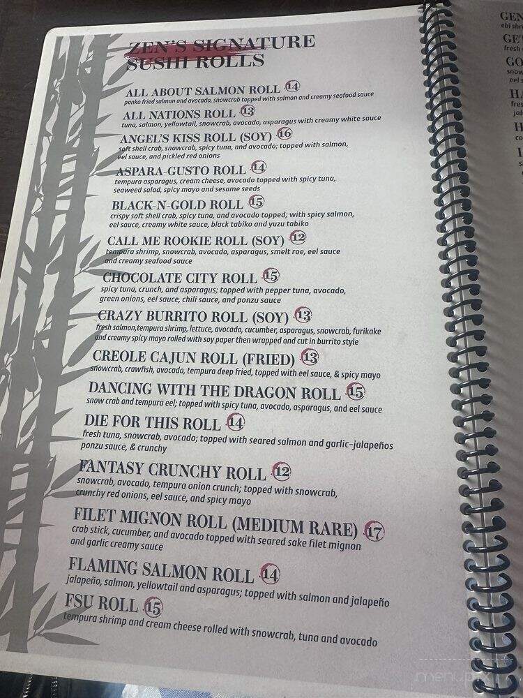 Zen Japanese Grill & Sushi Bistro - Miramar Beach, FL menu_pic