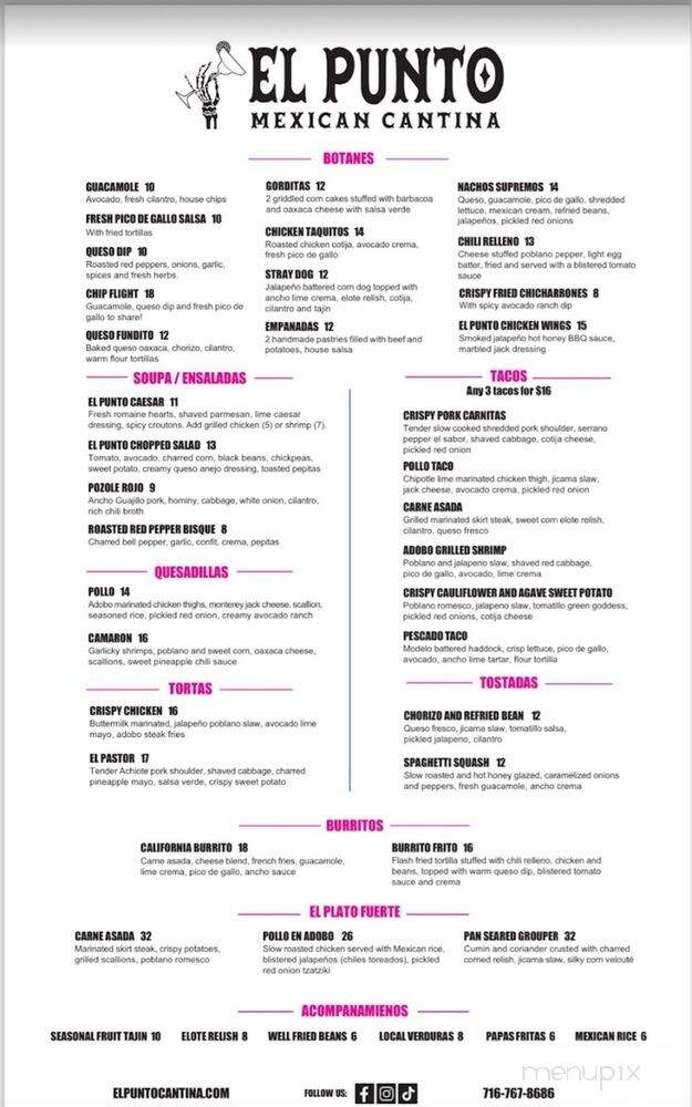 El Punto Mexican Cantina - North Tonawanda, NY menu_pic