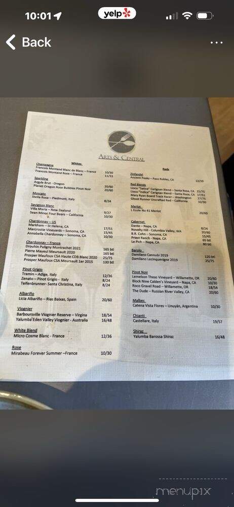 Arts & Central - Sarasota, FL menu_pic