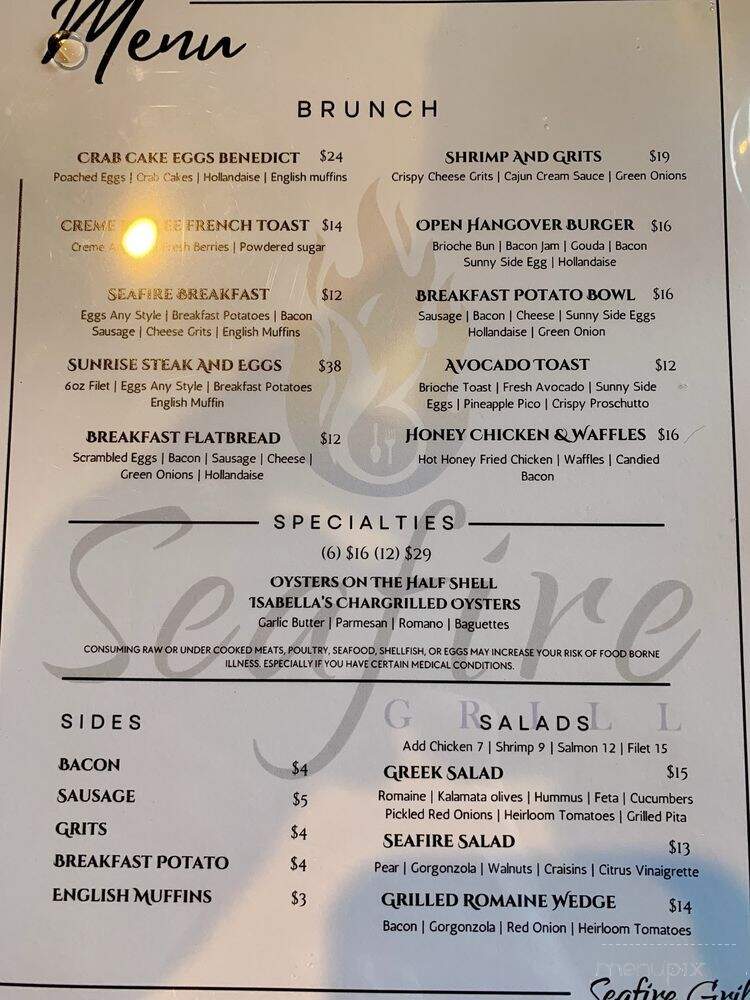 Seafire Grill - New Port Richey, FL menu_pic
