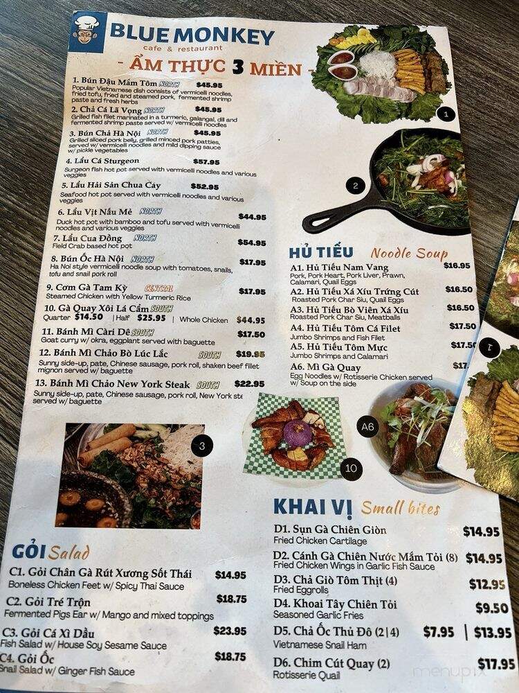 Blue Monkey Cafe & Restaurant - San Jose, CA menu_pic