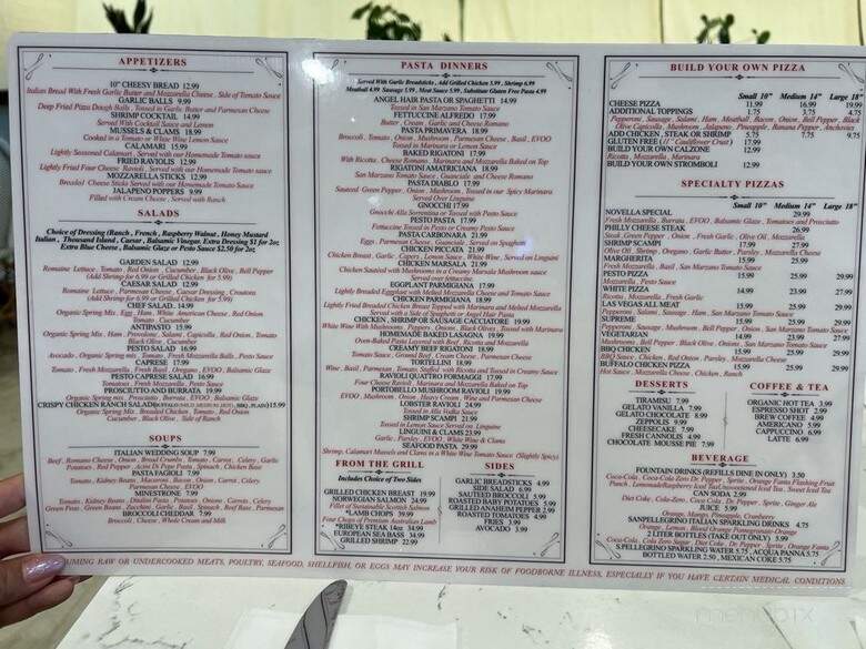 Novella Italian Kitchen - Las Vegas, NV menu_pic