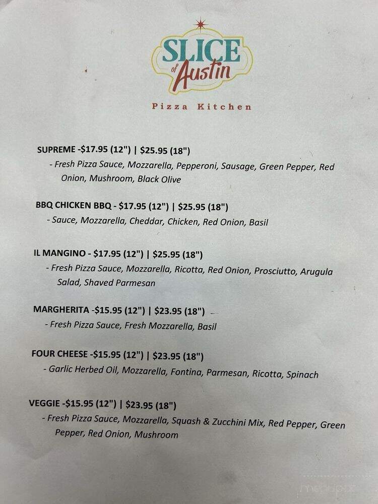 Slice of Austin - Austin, TX menu_pic