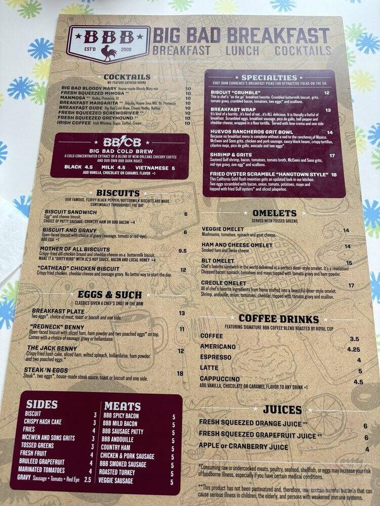 Big Bad Breakfast - Tuscaloosa, AL menu_pic
