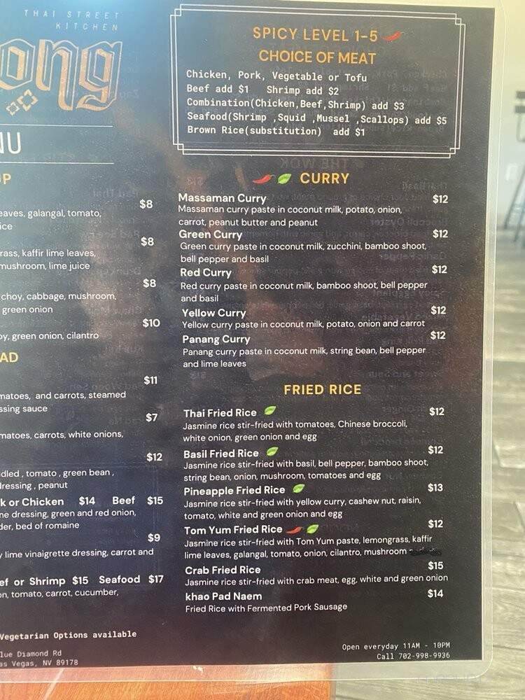 Chalong Thai Street Kitchen - Las Vegas, NV menu_pic