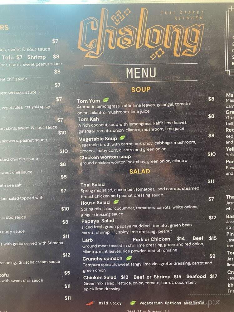 Chalong Thai Street Kitchen - Las Vegas, NV menu_pic
