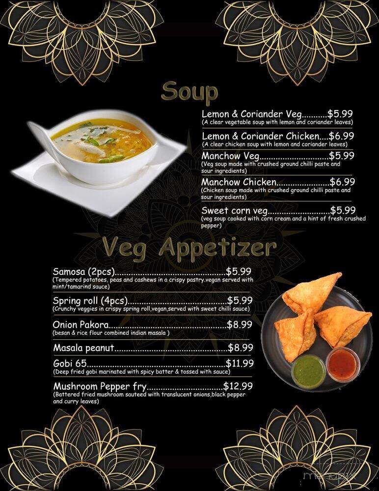 Red Chillez Indian Cuisine & Bar - Concord, NC menu_pic