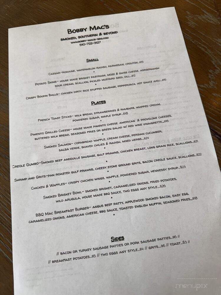 Bobby Mac's BBQ - Crockett, CA menu_pic