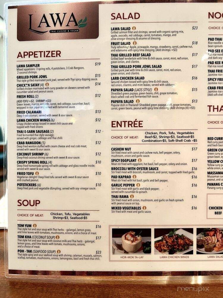 LAWA Thai Cuisine - Huntington Beach, CA menu_pic