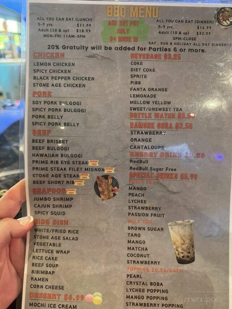 Stone Age III Korean BBQ & Hot Pot - Birmingham, AL menu_pic