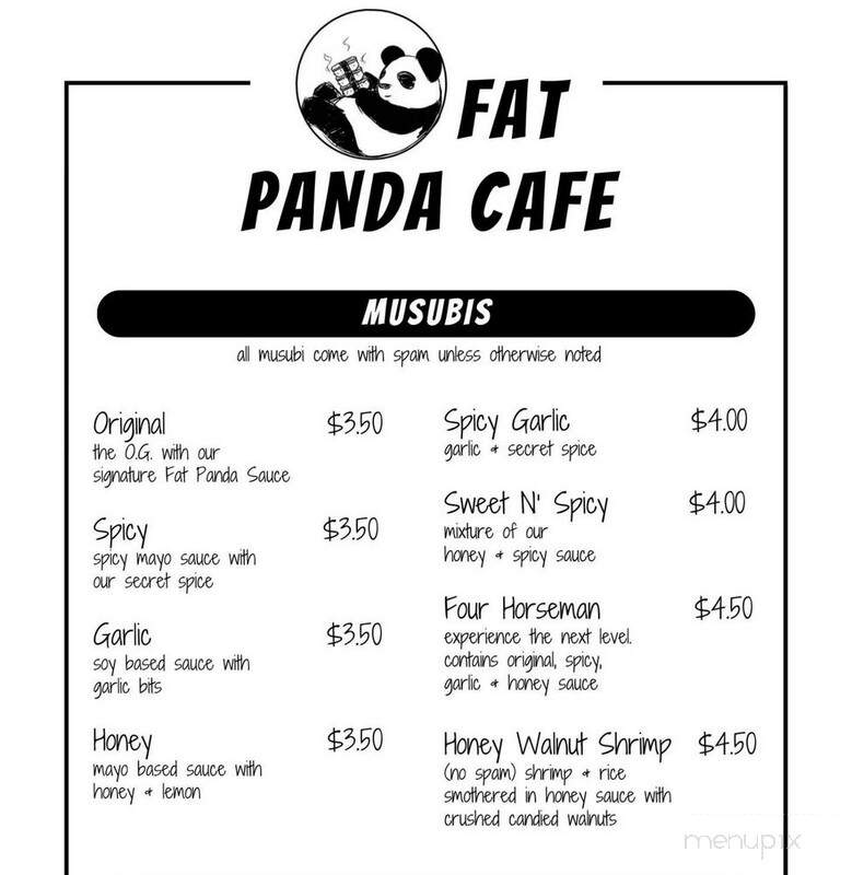 Fat Panda Musubi - Fairfield, CA menu_pic