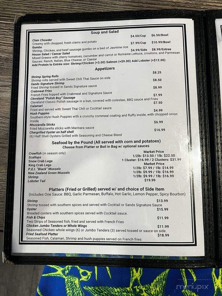 Sands Seafood and Sports - Huber Heights, OH menu_pic