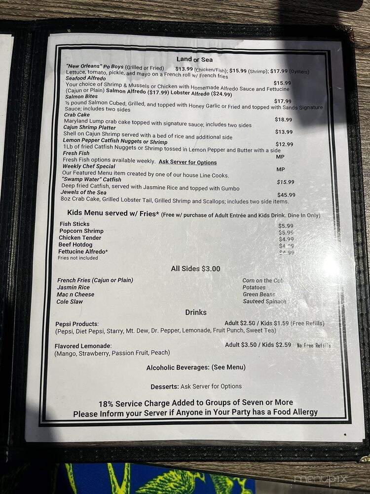Sands Seafood and Sports - Huber Heights, OH menu_pic
