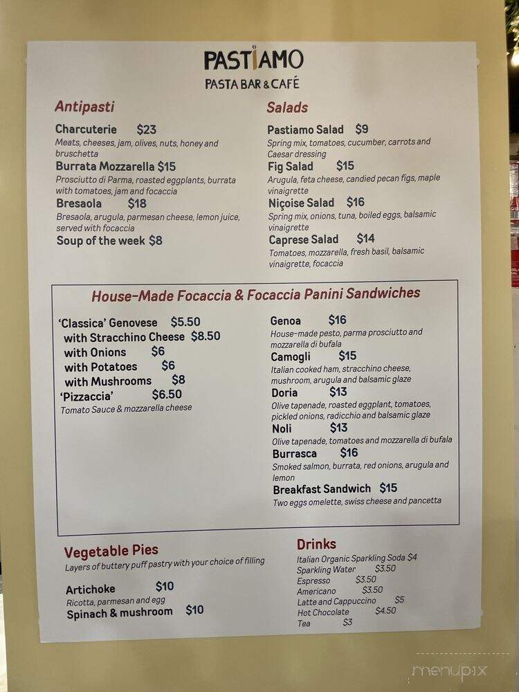Pastiamo Pasta Bar & Cafe - Princeton, NJ menu_pic