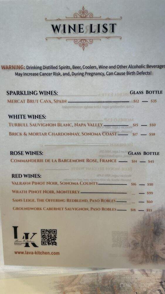 Lava Kitchen - Westlake Village, CA menu_pic
