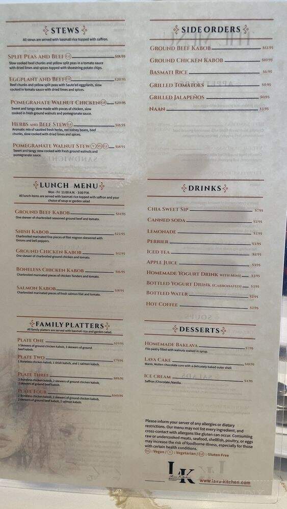 Lava Kitchen - Westlake Village, CA menu_pic