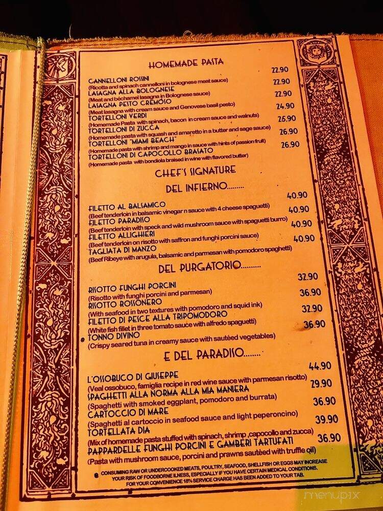 La Divina Comedia Trattoria - Miami Beach, FL menu_pic