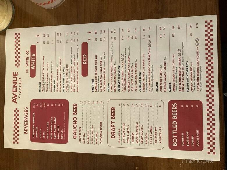 Avenue Pizzeria - Downey, CA menu_pic