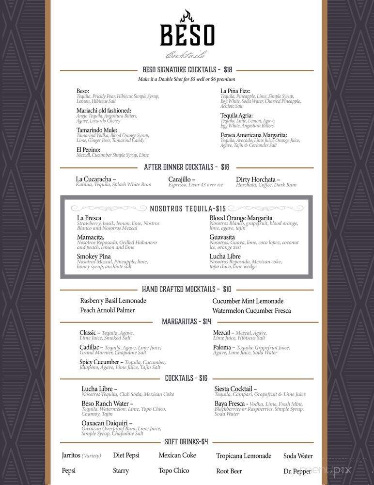 Beso Cocina - Nipomo, CA menu_pic
