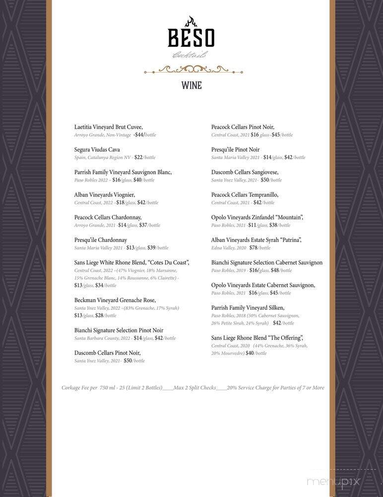 Beso Cocina - Nipomo, CA menu_pic