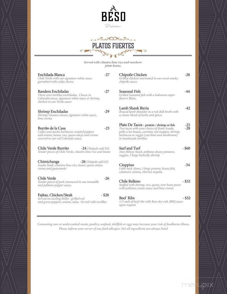 Beso Cocina - Nipomo, CA menu_pic