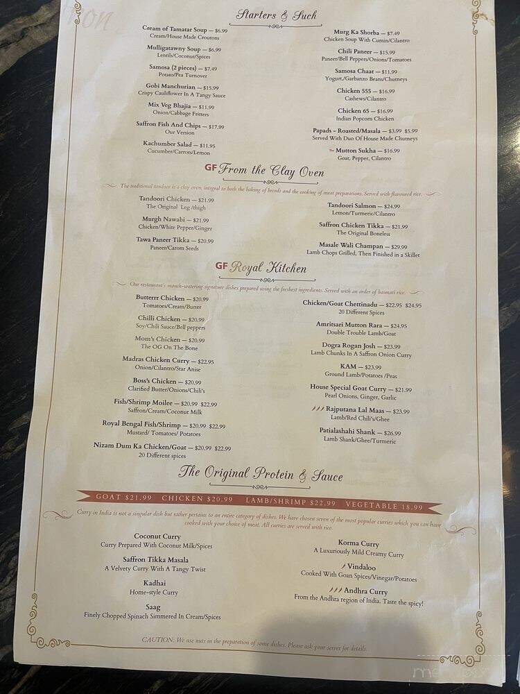 Saffron - Birmingham, AL menu_pic