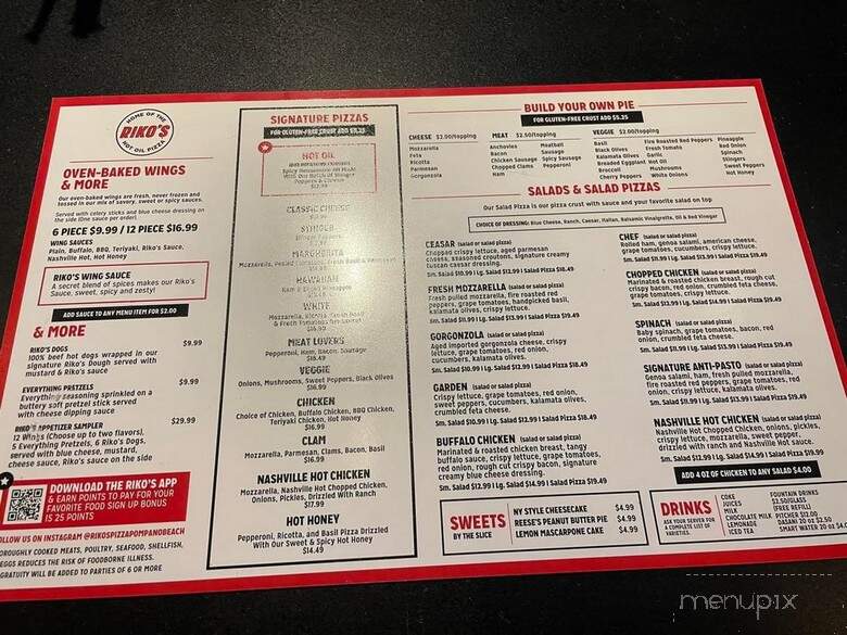 Riko's Pizza - Pompano Beach, FL menu_pic