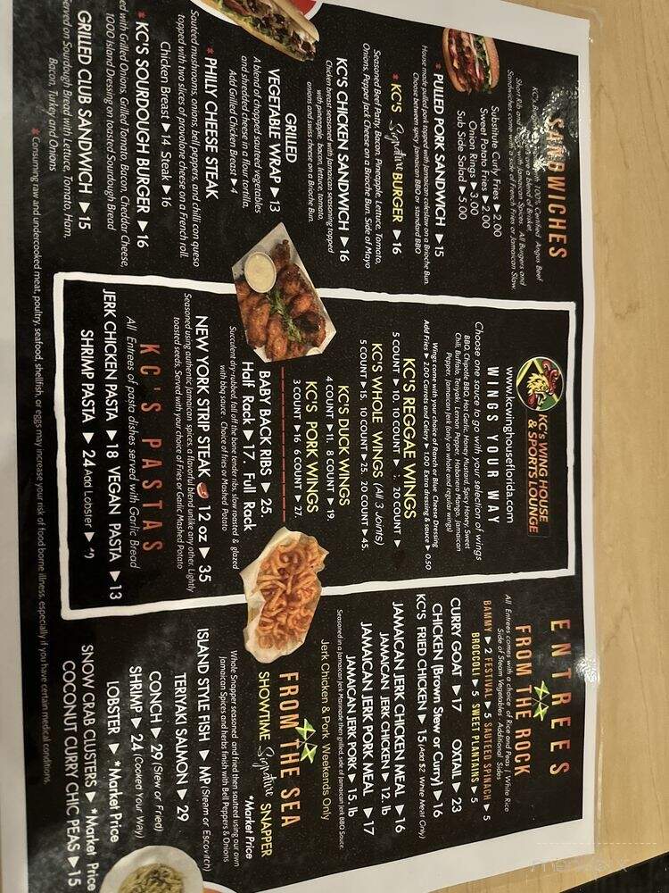 KC's Wing House & Sports Lounge - North Lauderdale, FL menu_pic