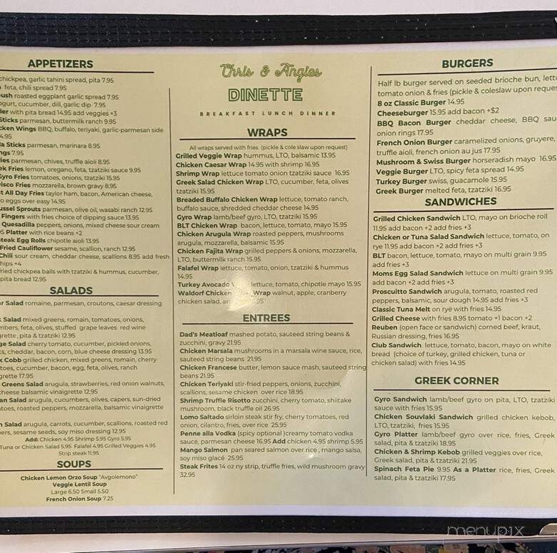 Chris & Angies Dinette - Nutley, NJ menu_pic