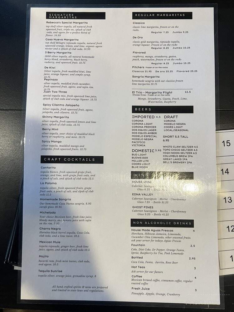 Casa Nueva - Stow, OH menu_pic
