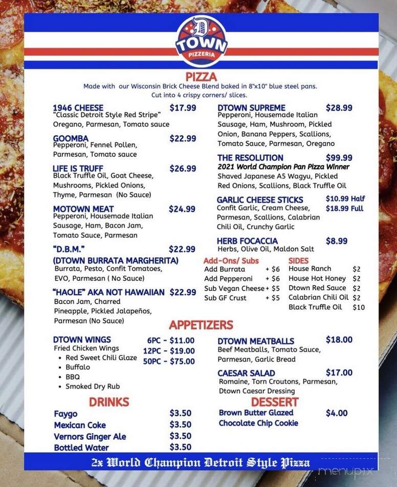 DTown Pizzeria - Canoga Park, CA menu_pic