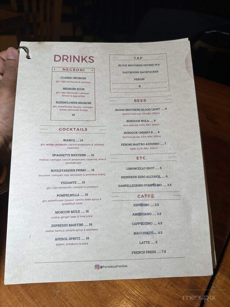 Frankie's Italian - Toronto, ON menu_pic