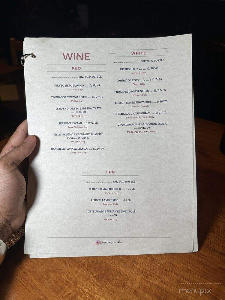 Frankie's Italian - Toronto, ON menu_pic