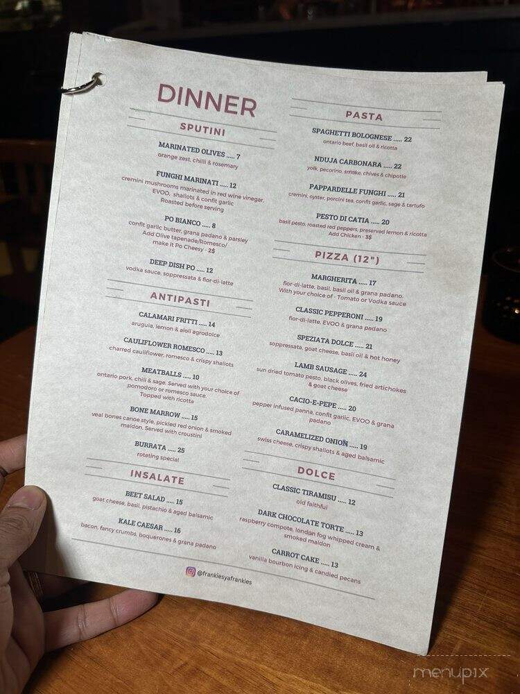 Frankie's Italian - Toronto, ON menu_pic