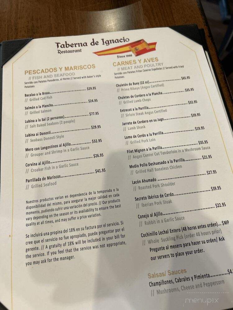 La Taberna De Ignacio - Pinecrest, FL menu_pic