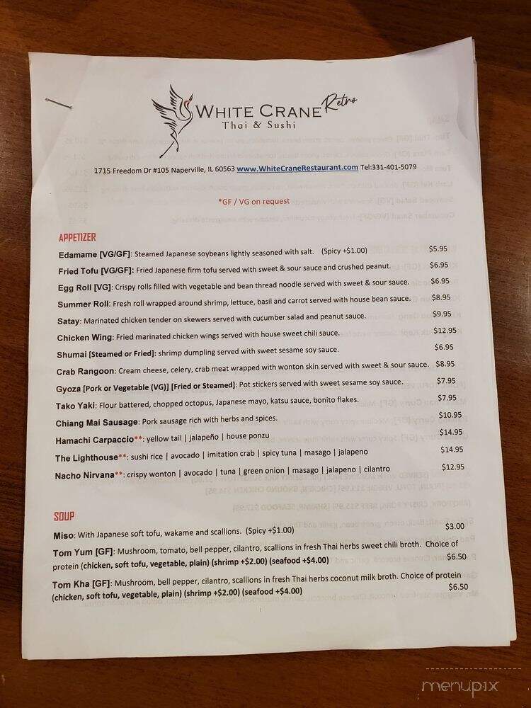 White Crane Retro Thai & Sushi - Naperville, IL menu_pic