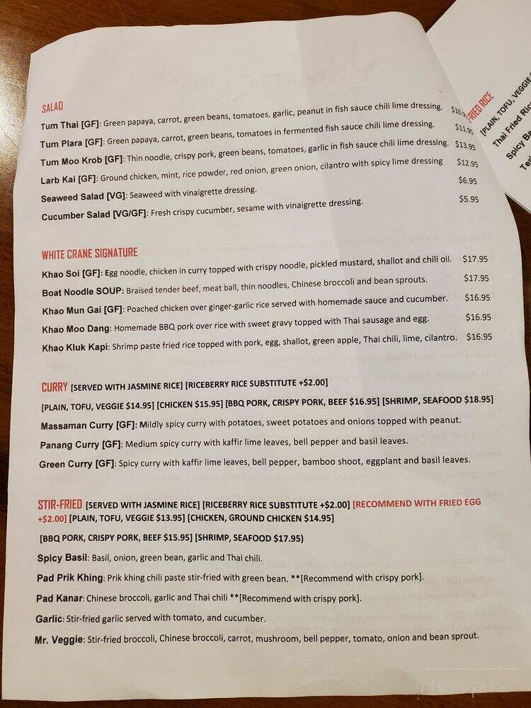 White Crane Retro Thai & Sushi - Naperville, IL menu_pic