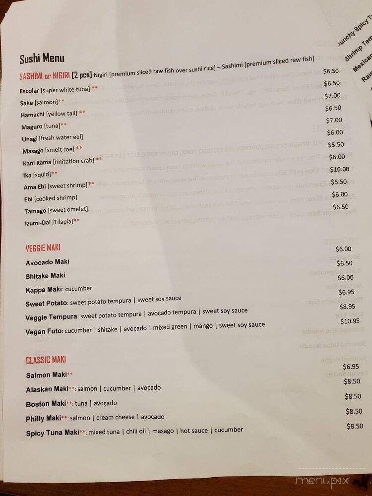 White Crane Retro Thai & Sushi - Naperville, IL menu_pic