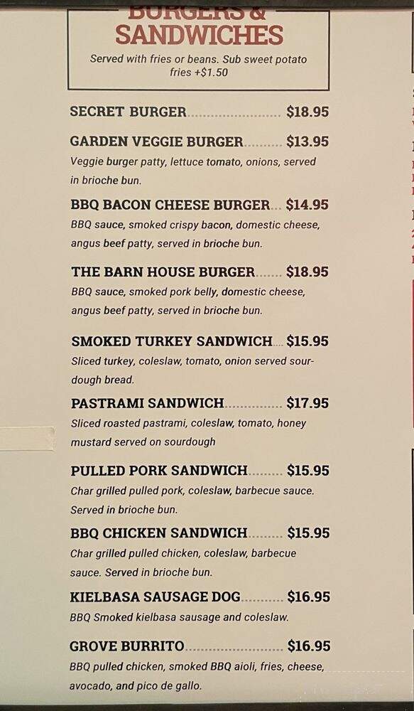 The Barn House BBQ - Lemon Grove, CA menu_pic