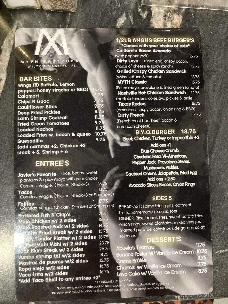 Myth Gastrobar - Wilton Manors, FL menu_pic