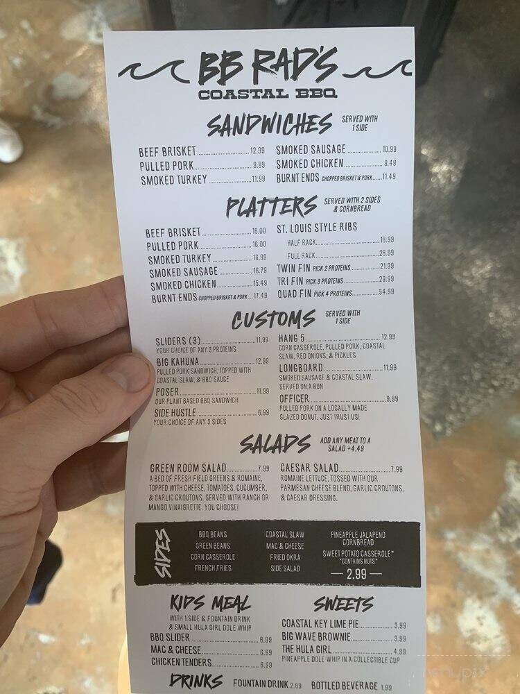 BB Rad's Coastal BBQ - Titusville, FL menu_pic