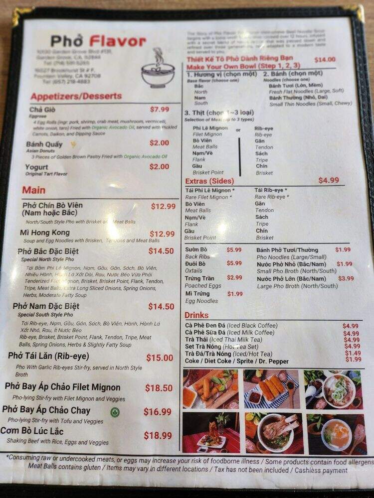 Pho Flavor - Fountain Valley, CA menu_pic