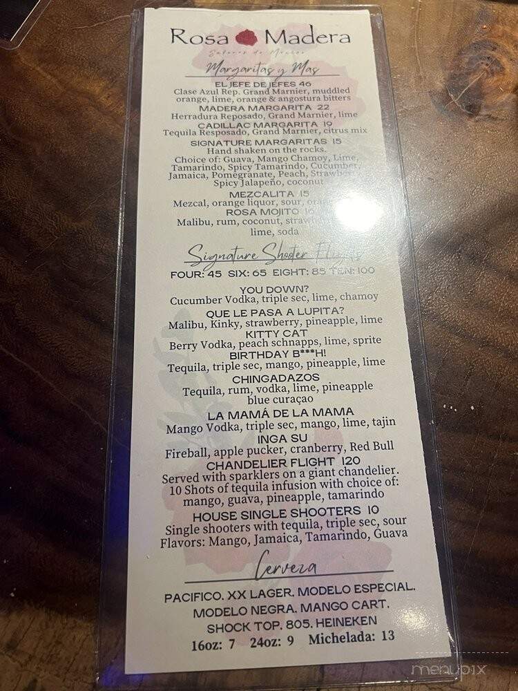 Rosa Madera - Santa Ana, CA menu_pic