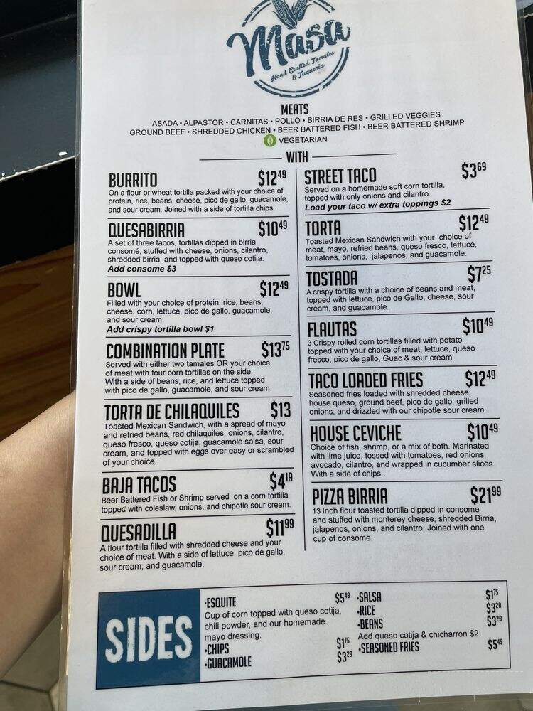 Masa Taqueria - El Cerrito, CA menu_pic