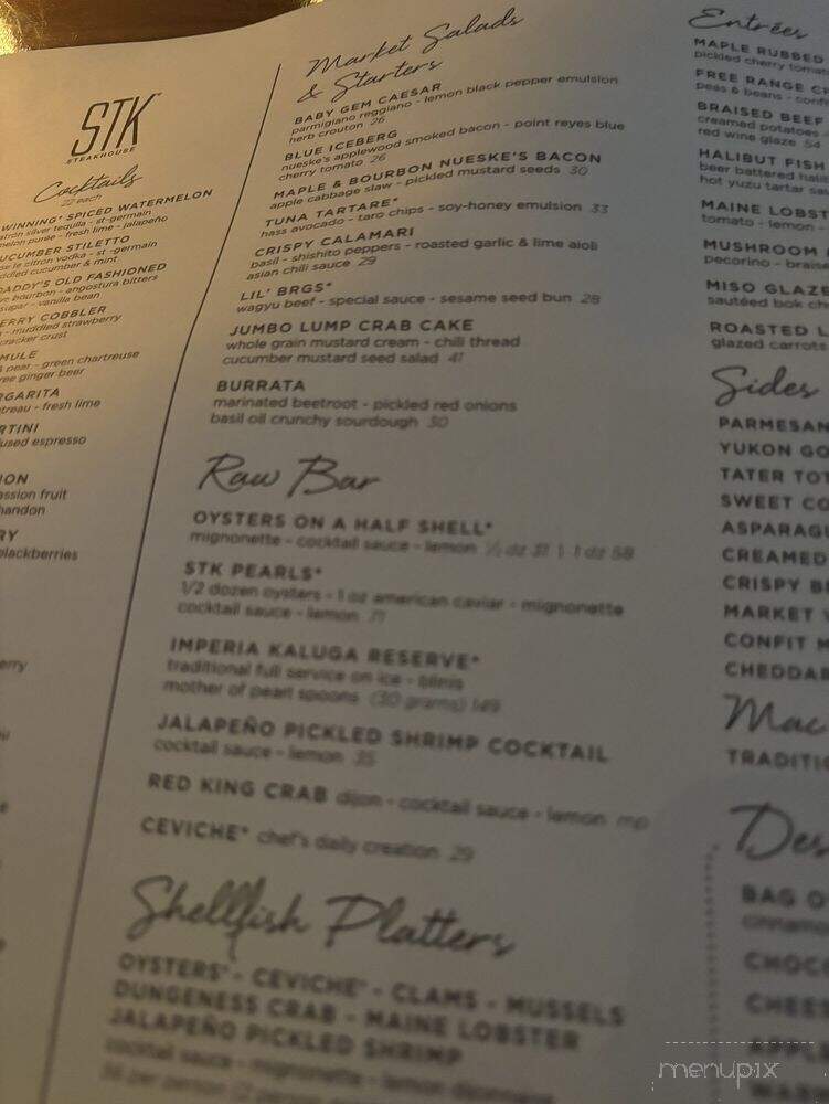 STK Steakhouse - Washington, DC menu_pic