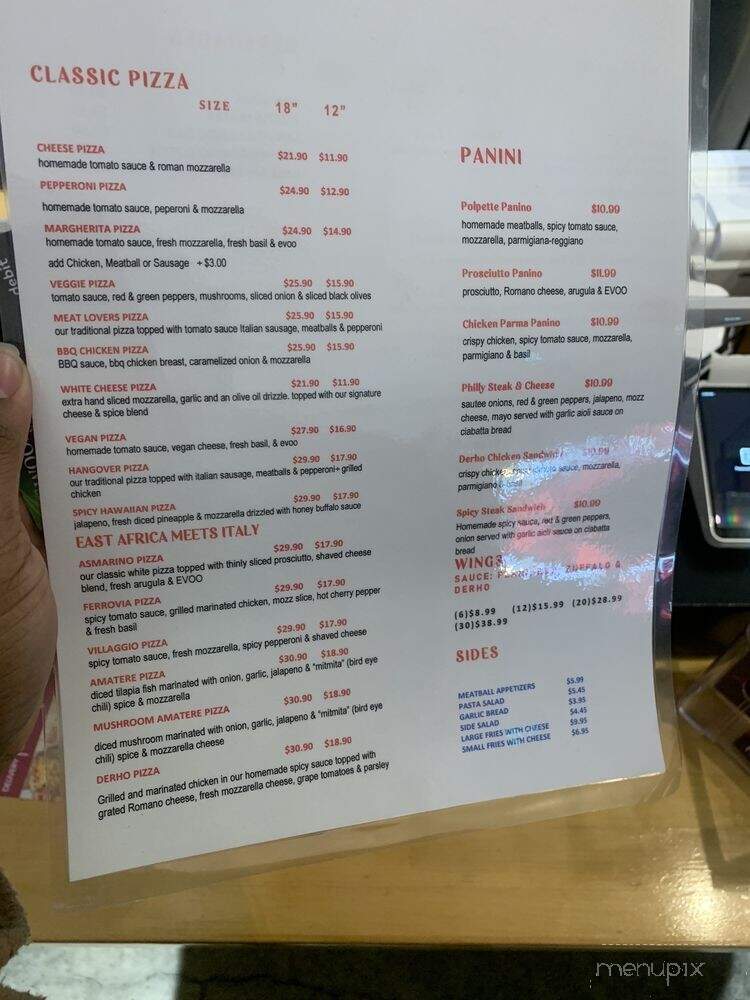 Minya's Pizza - Washington, DC menu_pic