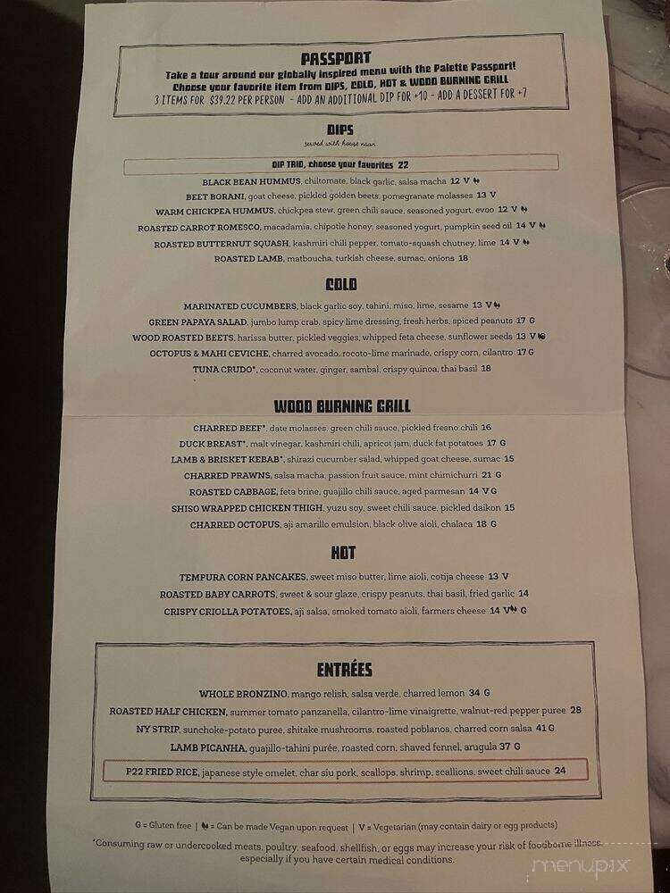 Palette 22 - Washington, DC menu_pic