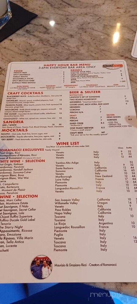 Romanacci - Fairfield, CT menu_pic