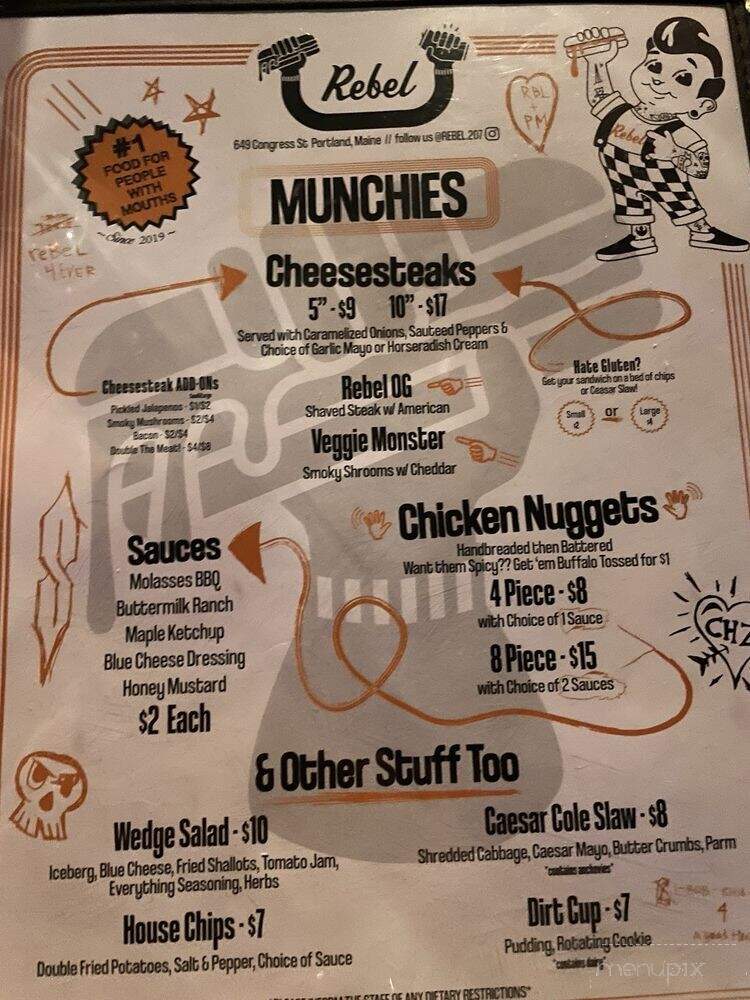 Rebel Munchies & Libations - Portland, ME menu_pic